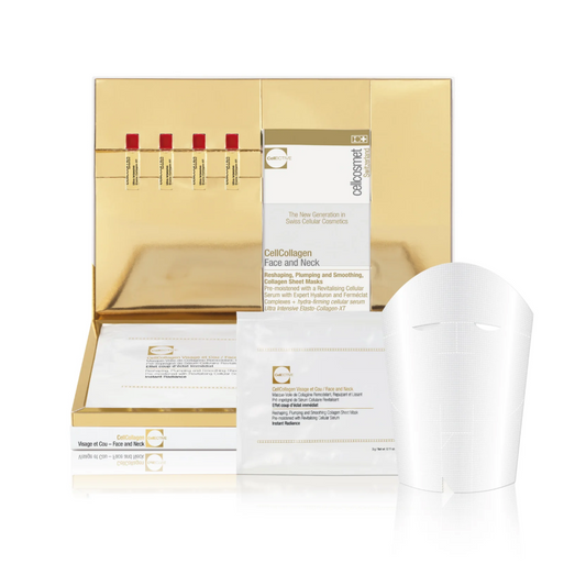 Cellcosmet CellCollagen Face and Neck Collagen Firming Mask + Neck Mask 4pcs + 4x1.5ml