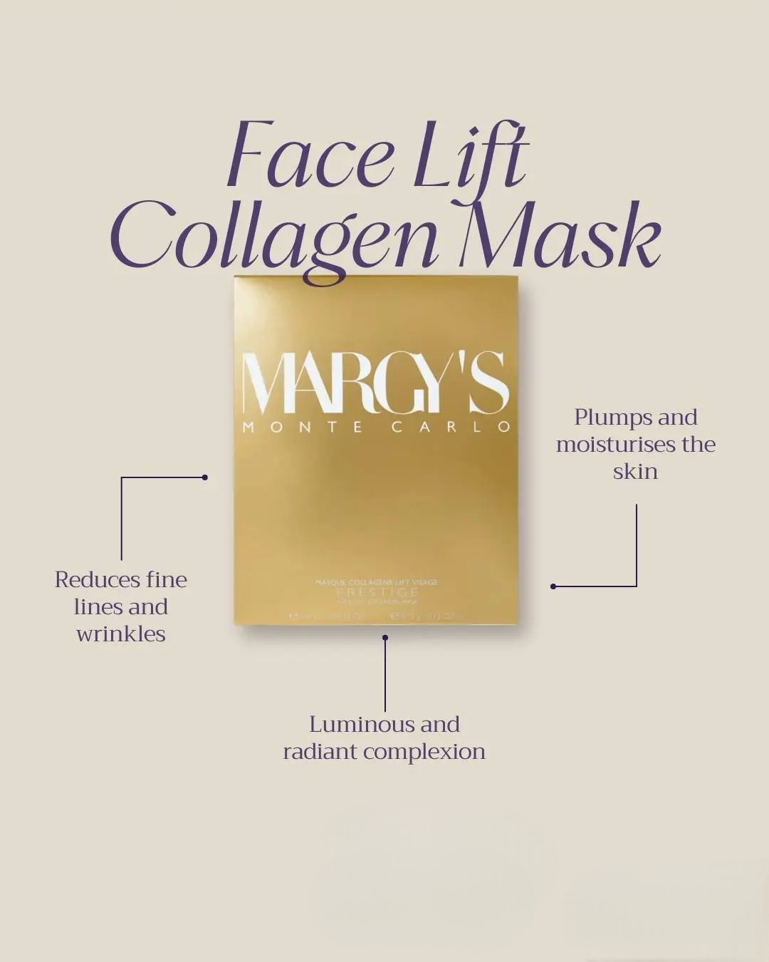 Margy's Monte Carlo Face Lift Collagen Mask Gold Collagen Lifting Firming Mask 3pcs