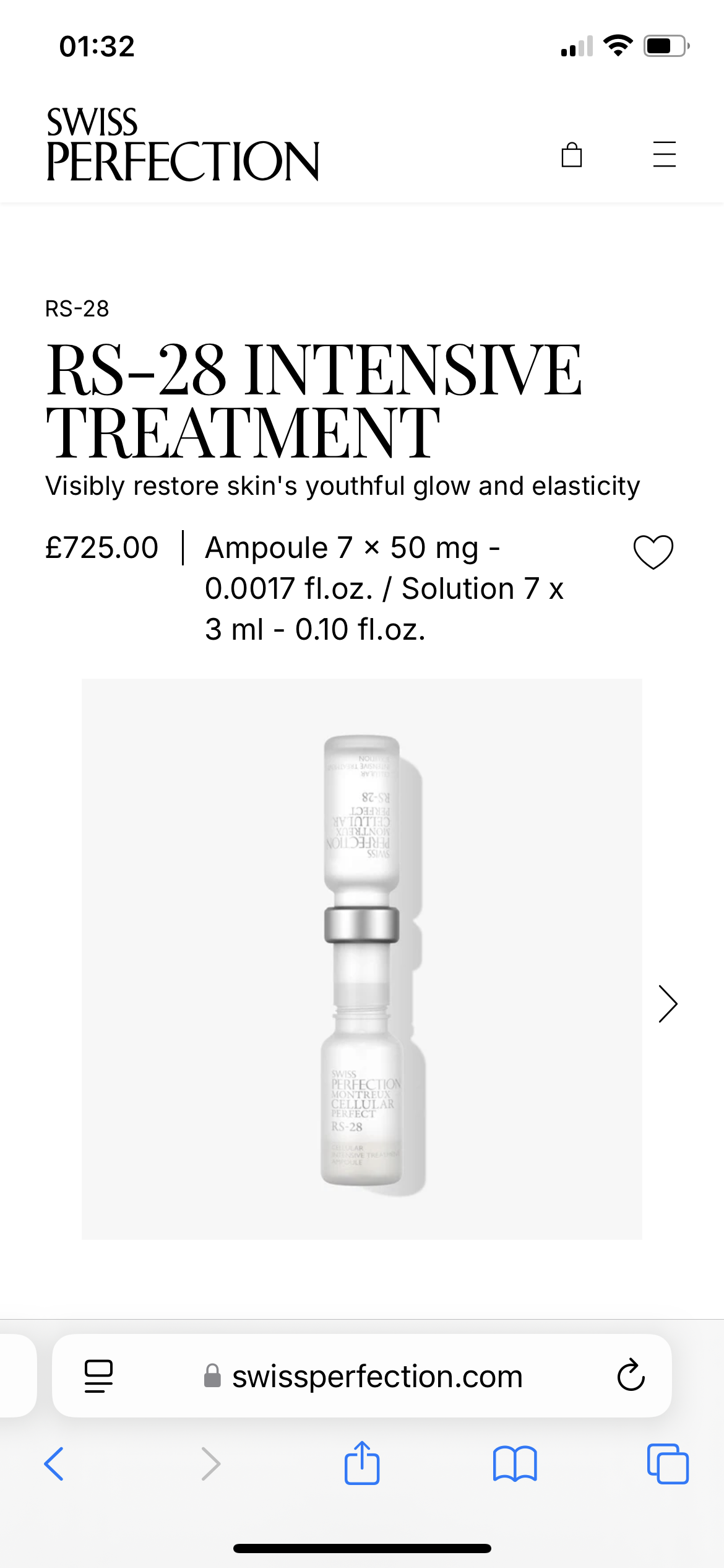 Swiss Perfection RS-28 Intensive Treatment RS-28 Firming Anti-Aging 28-Day Intensive Anti-Aging Treatment (Freeze-dried Powder) 7x50mg