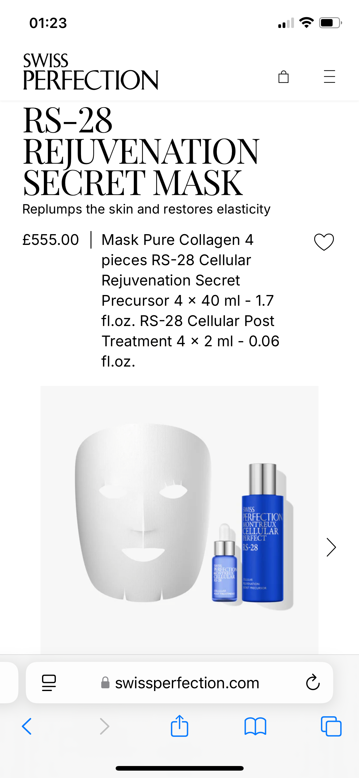 Swiss Perfection RS-28 Cellular Rejuvenation Secret Mask RS-28 Cellular Rejuvenation Essence Mask Set 4pcs