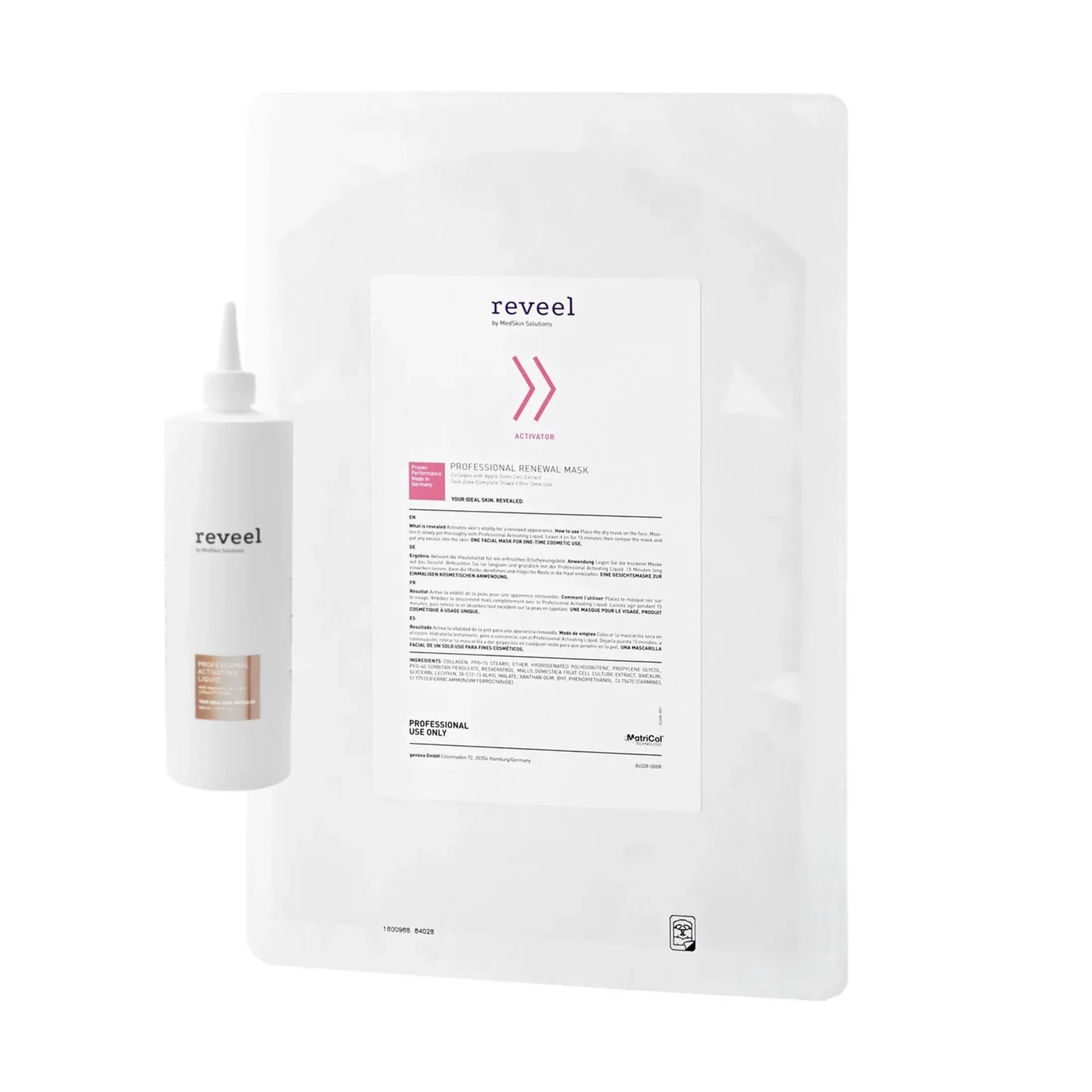 Reveel Professional Renewal Mask 幹細胞骨膠原面膜 10pcs + Reveel Professional Activating Fluid 膠原蛋白面膜激活液 500ml x1